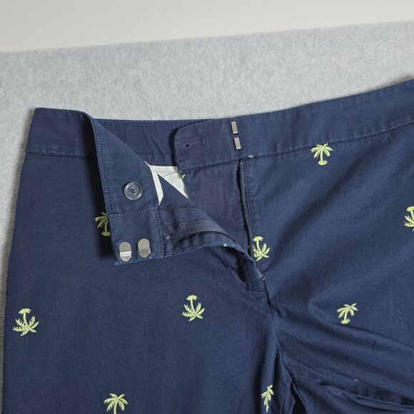 Talbots Womens Size 6 Navy Blue Palm Tree Curvy Ankle Cropped Chino Vacay Pants - Picture 4 of 12